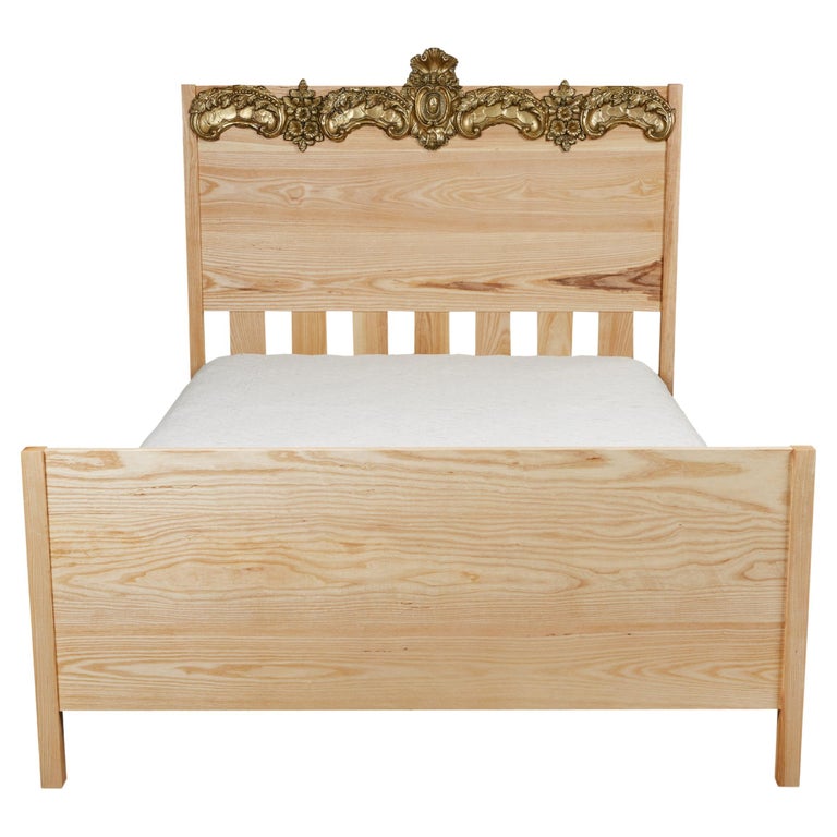 Custom Made Ash Wood Queen Bed For Sale at 1stDibs
