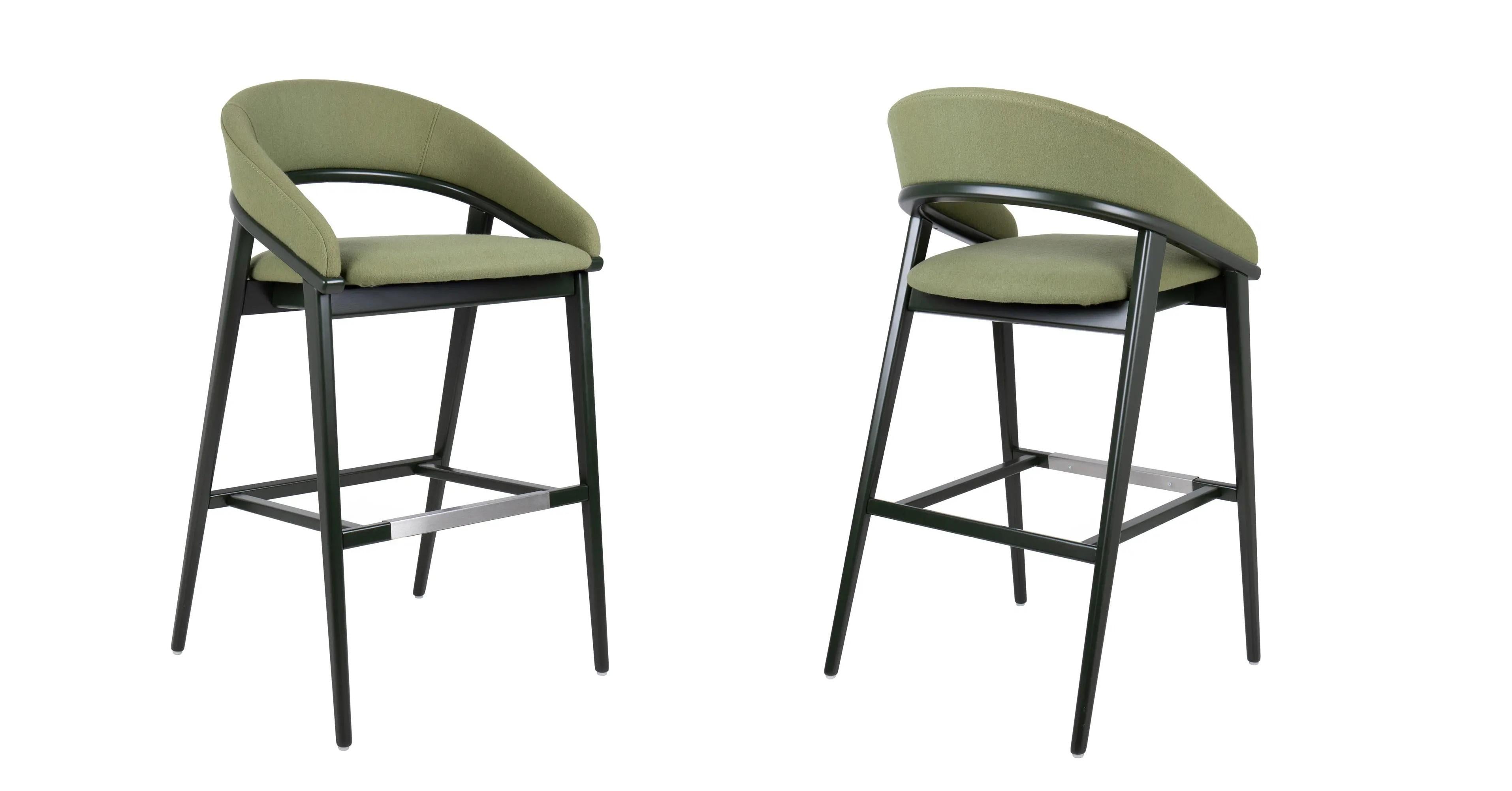 Modern Custom Made Barstool with Curved Back For Exceptional Comfort For Sale
