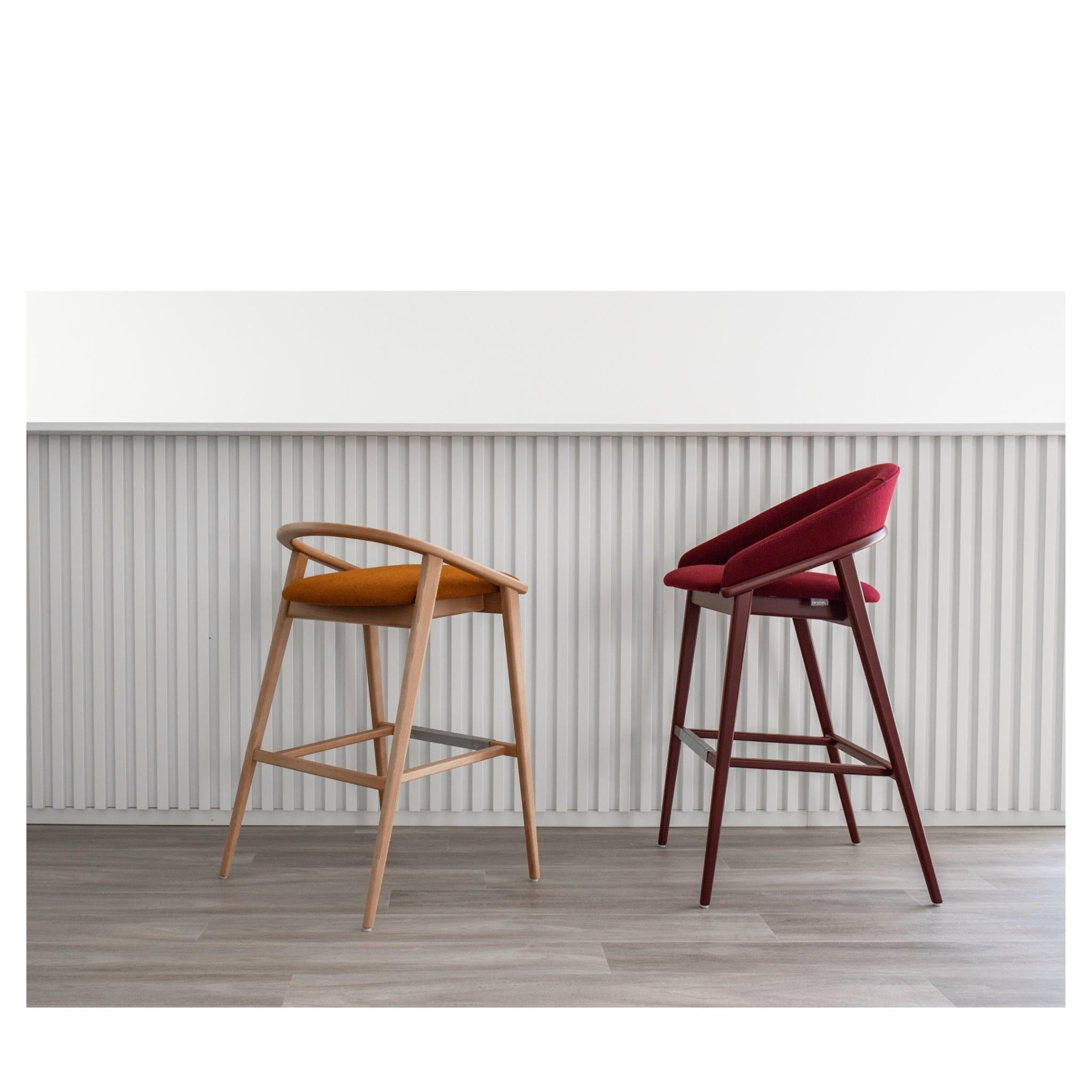 Portuguese Custom Made Barstool with Curved Back For Exceptional Comfort For Sale