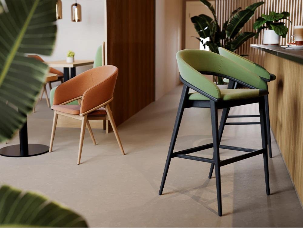 Custom Made Barstool with Curved Back For Exceptional Comfort In New Condition For Sale In NEW YORK, NY