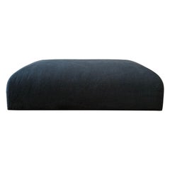 Custom Made Bean Shape Ottoman in Stone Washed Ink Colored Linen