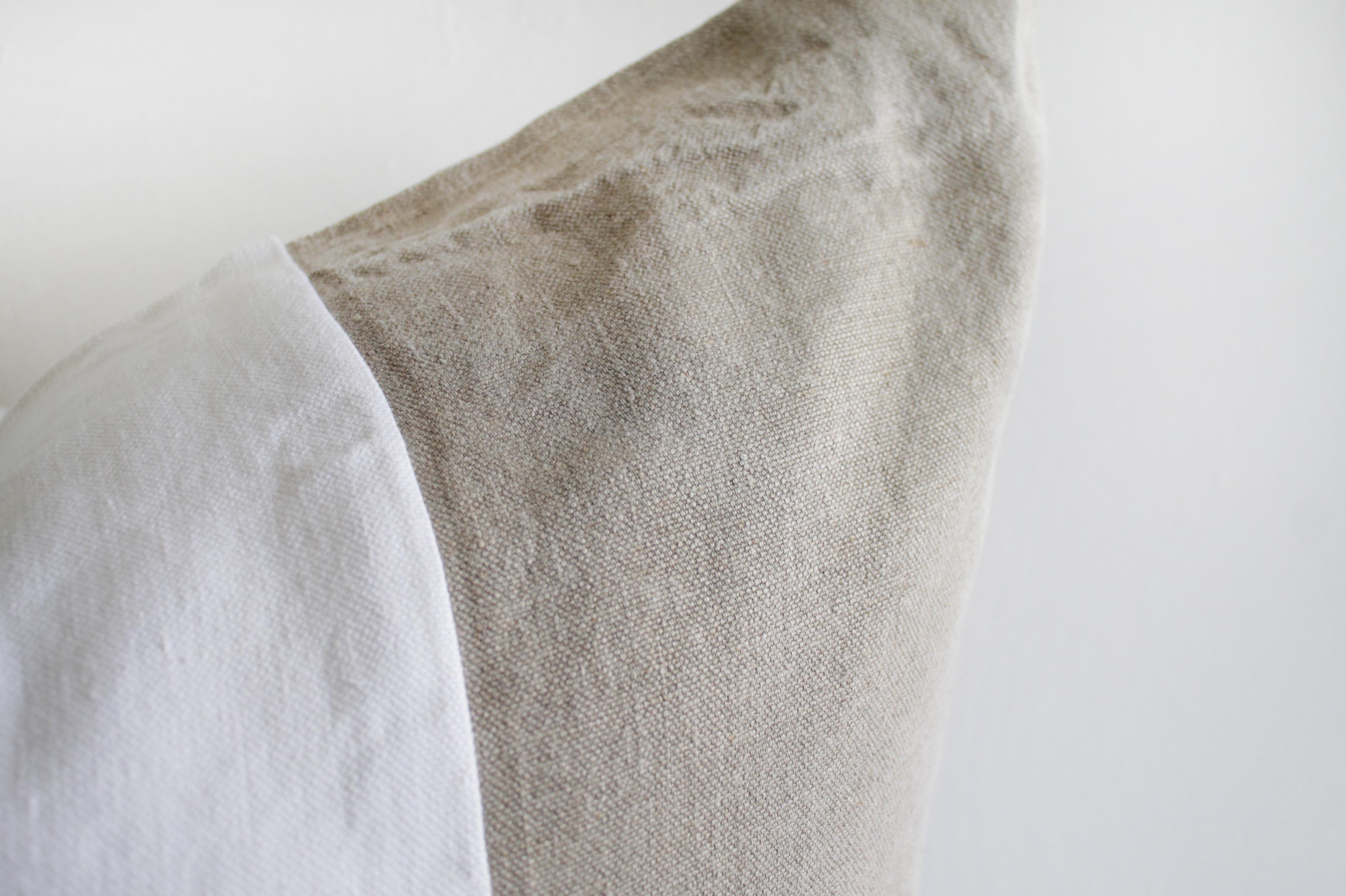 Custom made Belgian linen euro shams natural and white colorblock
Size: 26