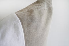 Custom Made Belgian Linen Euro Shams Natural and White Colorblock