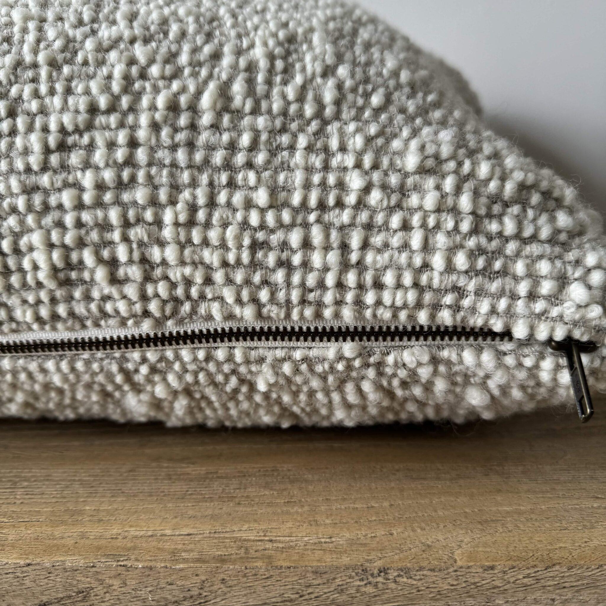 Oatmeal and natural flax wool and linen woven fibers in a stonewash finish create this luxurious soft pillow. Sewn with an antique brass zipper closure and overlocked edges.
Includes Down/Feather Insert
Size: 15 x 25. (custom sizes available)
-20%