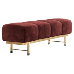 Custom Made Bench With Stainless Steel Base In Gold Finish & Leather