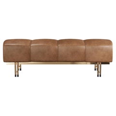 Custom Made Bench With Stainless Steel Base In Gold Finish & Leather