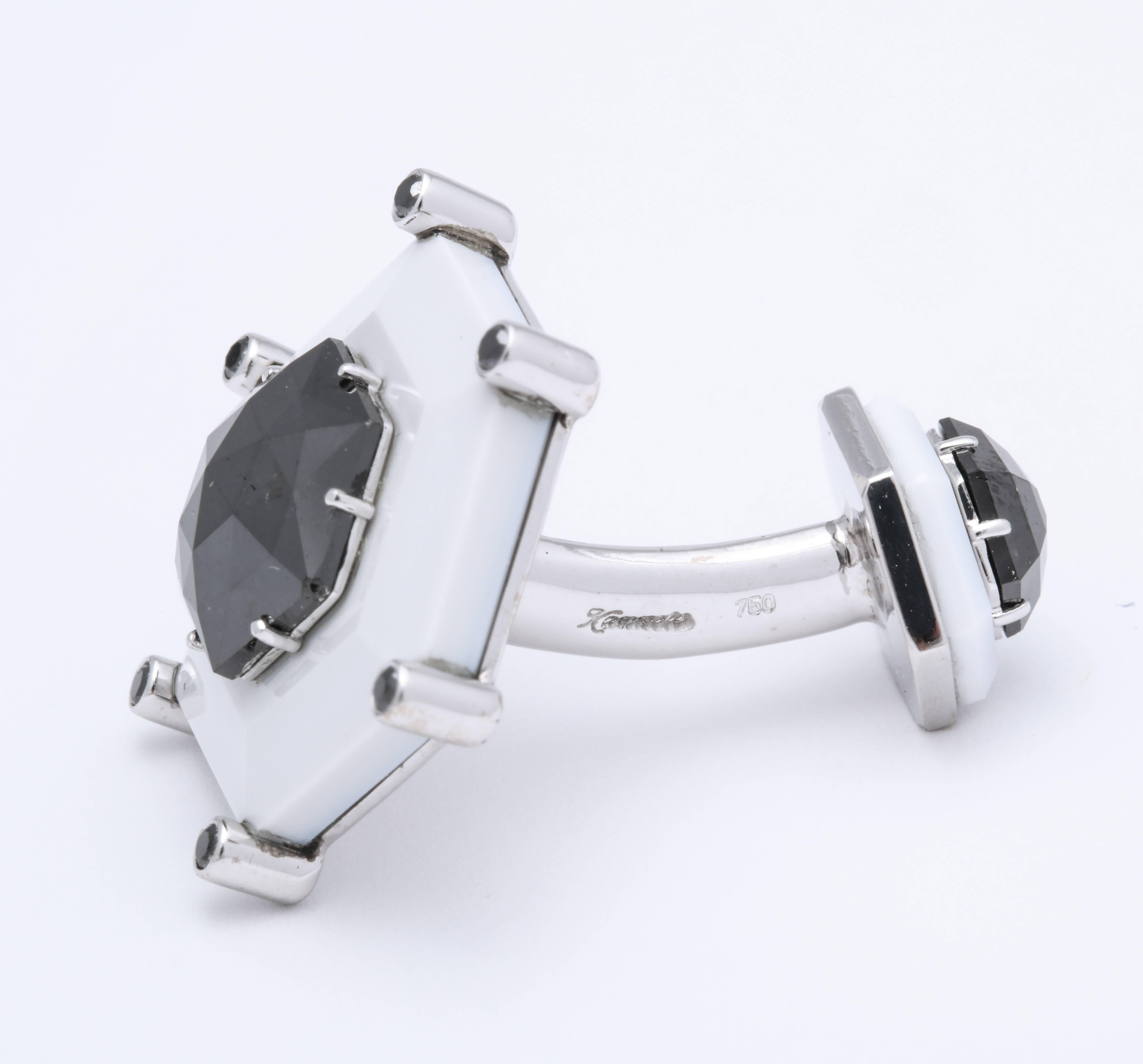 Contemporary Custom Made Black Diamond Cufflinks by Michael Kanners