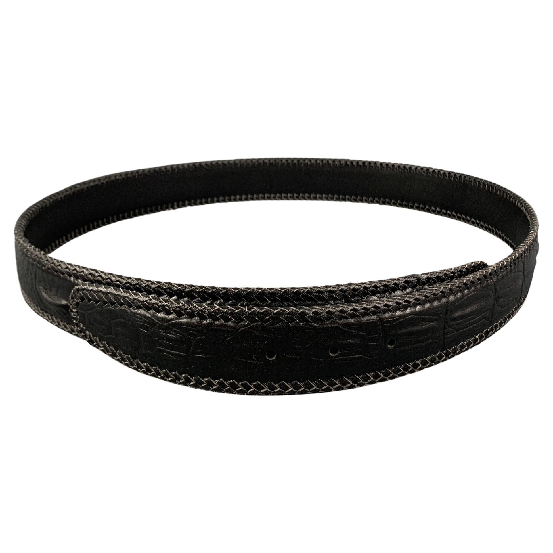 Custom Made Black Textured Alligator Leather Belt Strap