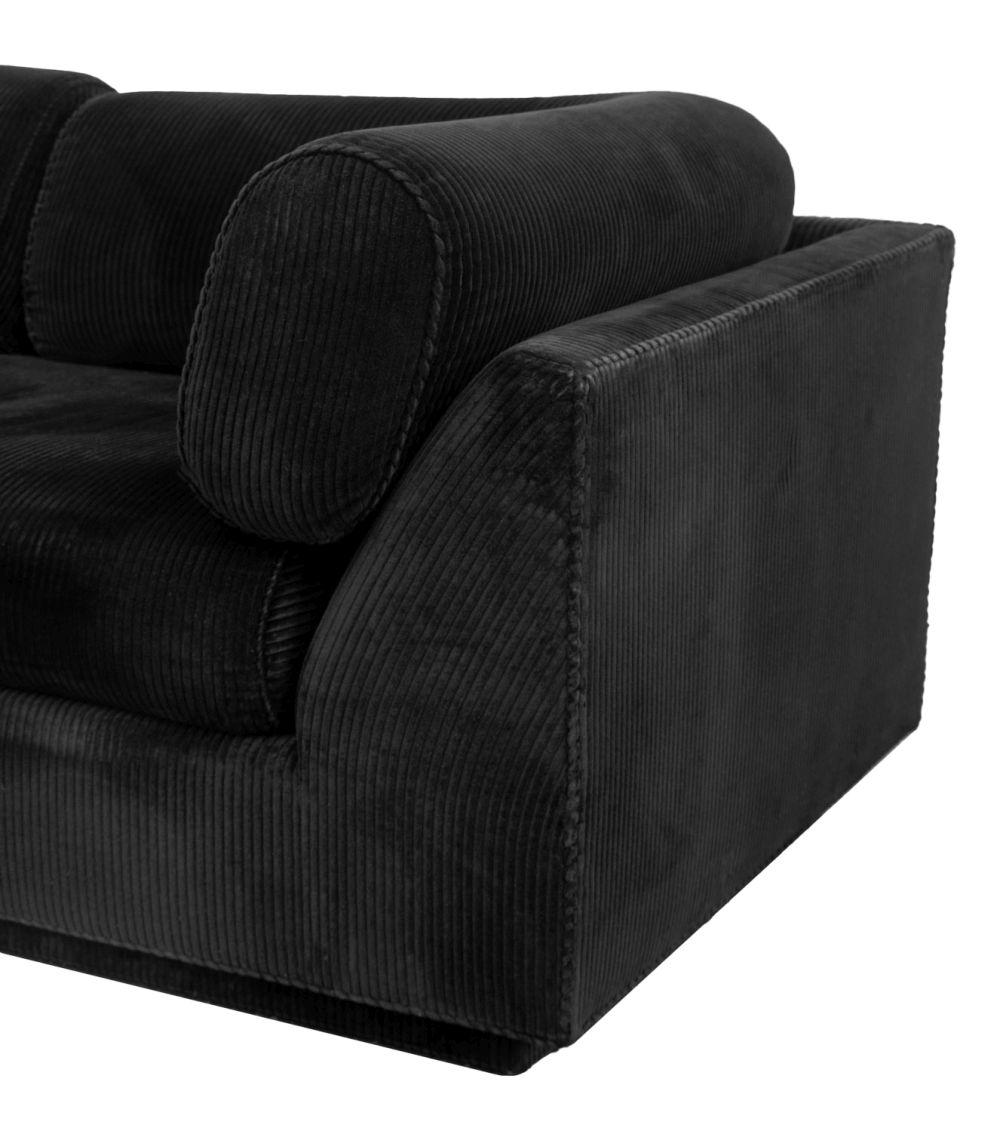 Custom-Made Black Velvet Sectional Sofa Tapicería en venta