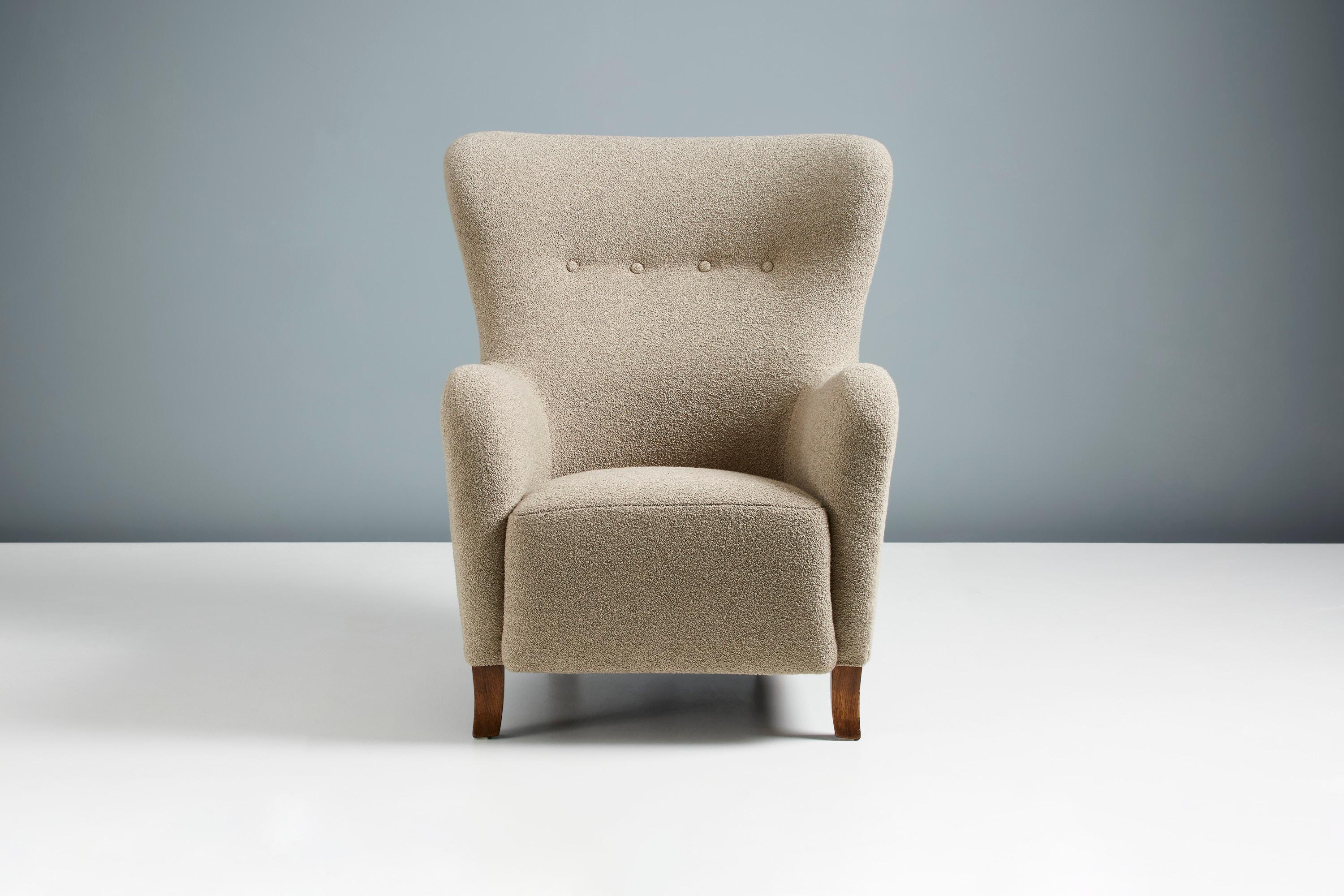 Dagmar design

Sampo wing chair

A custom-made wing chair developed & produced at our workshops in London using the highest quality materials. The frame is built from solid tulipwood with a fully sprung seat. This example is upholstered in a