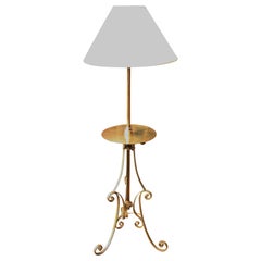 Tripod Floor Lamp with Integrated Brass Table