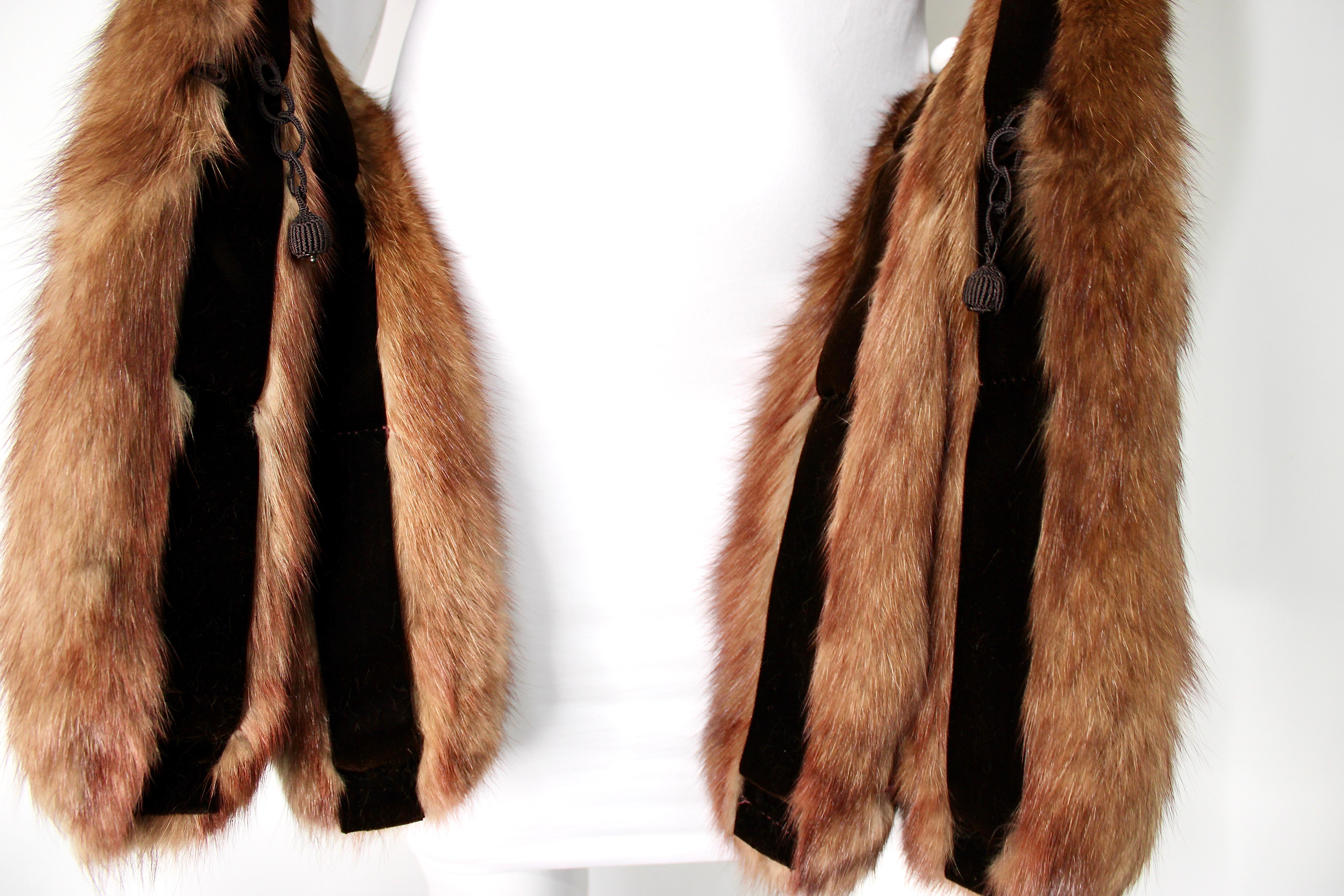 Custom-Made Brown Mink Fur Stole Shawl circa 1960s en venta 4