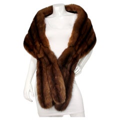 Custom-Made Brown Mink Fur Stole Shawl circa 1960s