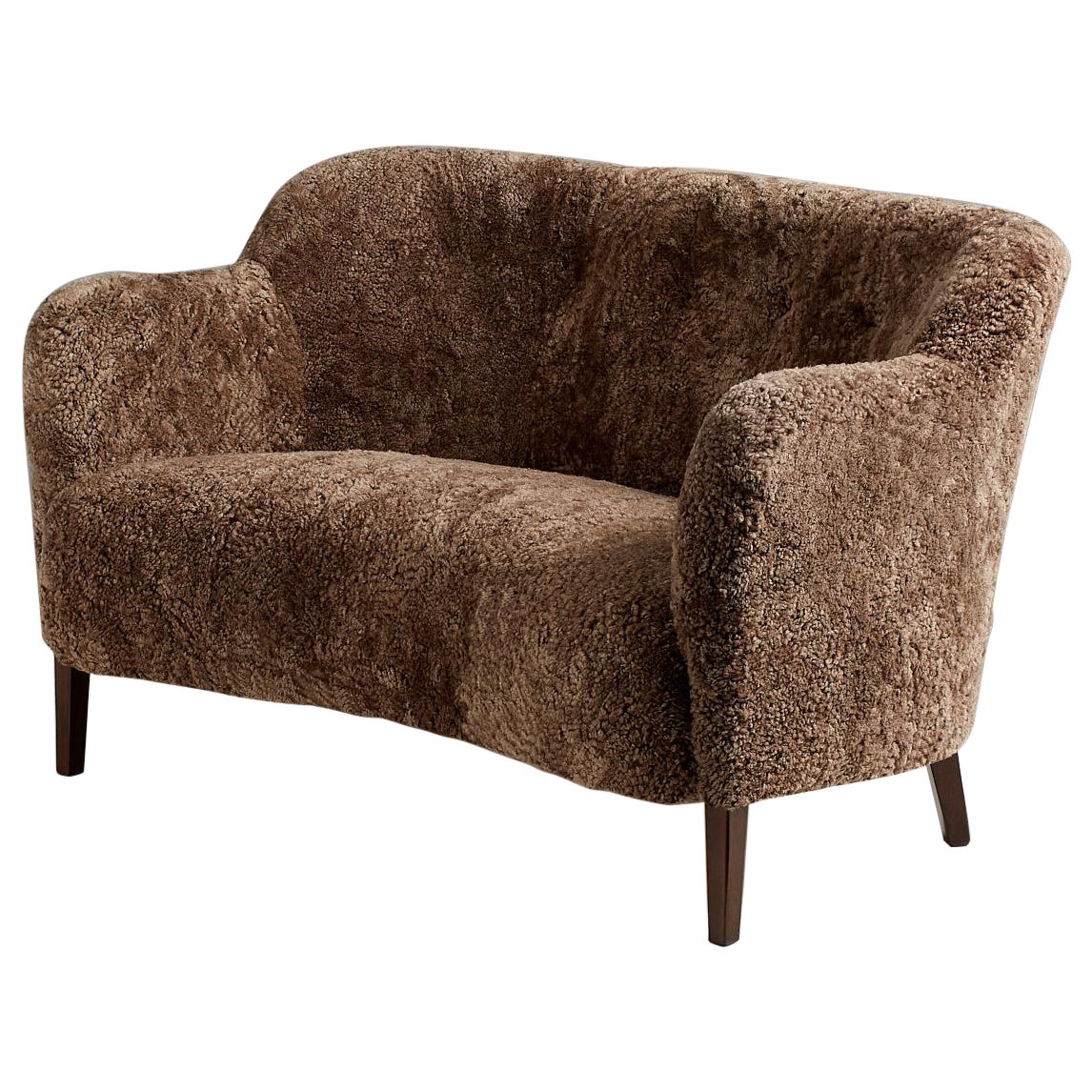 Custom Made Brown Sheepskin Sofa by Alfred Christensen