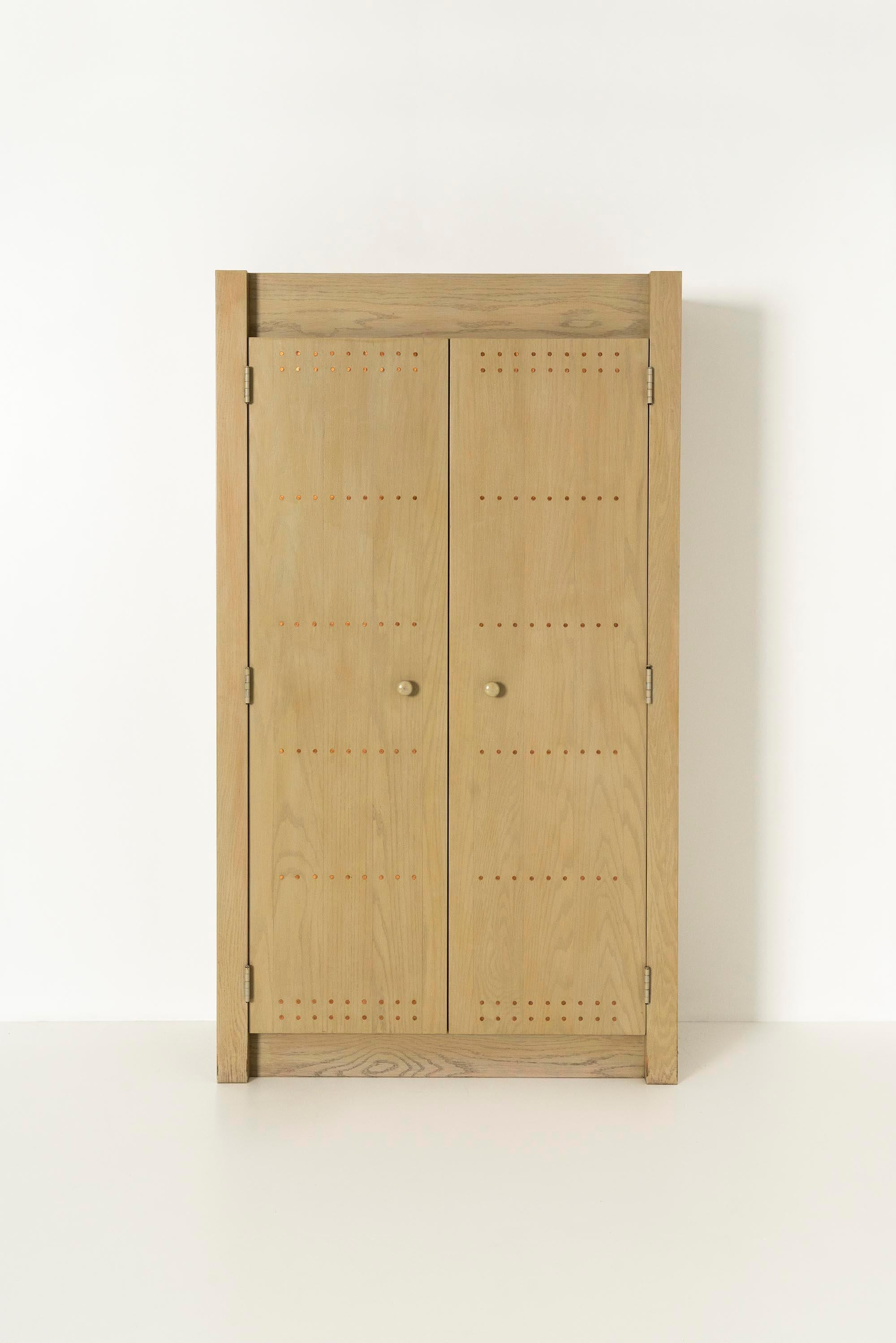 Custom-made Brutalist closet in pine by Dutch designer Dom Hans van der Laan from the 1970s. This cabinet was designed entirely in the style of the Bossche School that was developed by monk Dom Hans van der Laan and his apprentice Jan de Jong. The