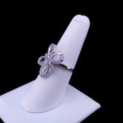 Custom Made Butterfly Ring with Diamonds in 14K White Gold