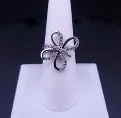 Custom Made Butterfly Ring with Diamonds in 14K White Gold