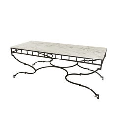Custom Made Calacatta Verde Marble + Iron Console Table