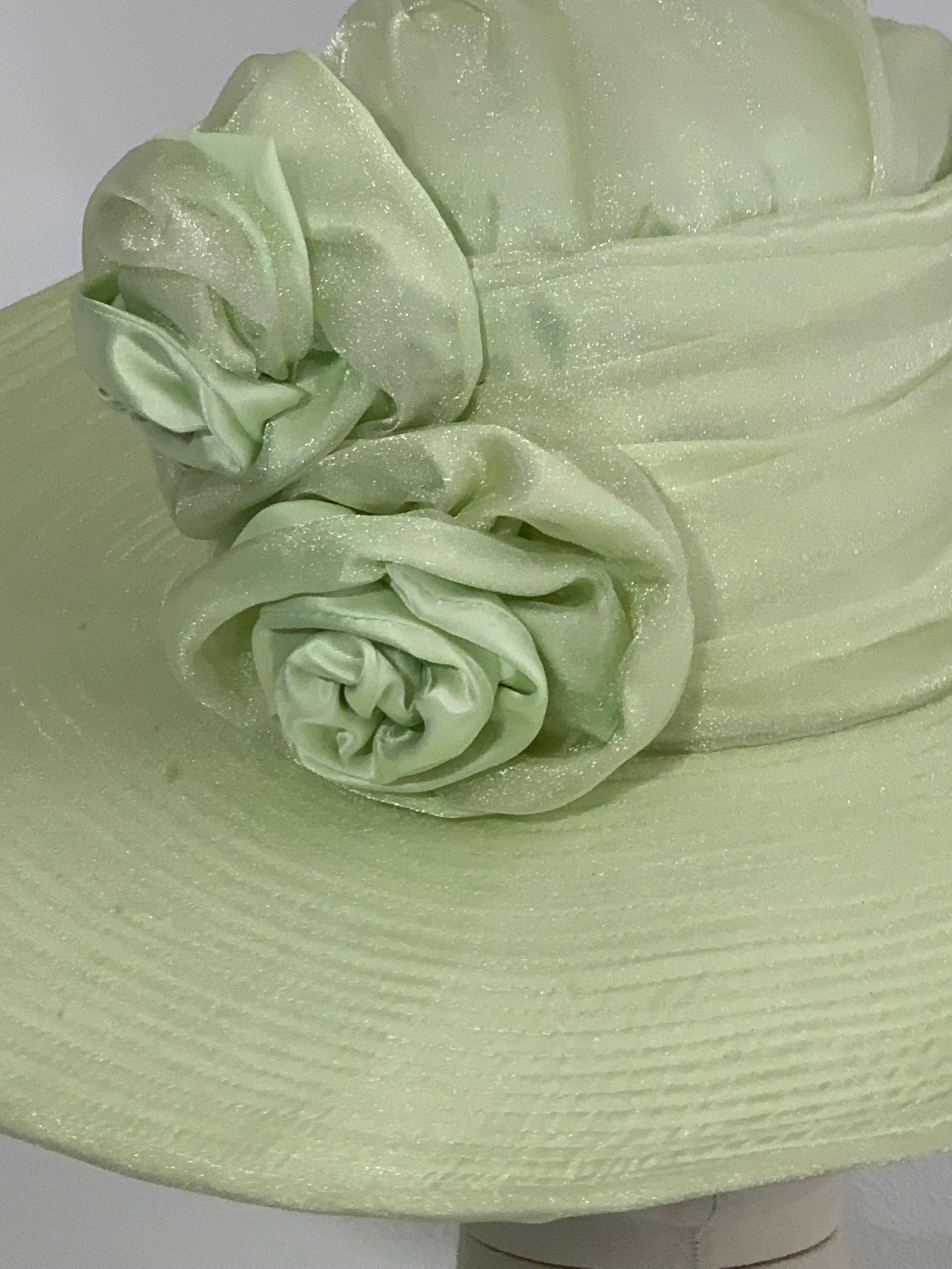 Custom Made Celadon Green Silk Quilted Pantsuit w Stovepipe Leg & Tunic Jacket For Sale 9
