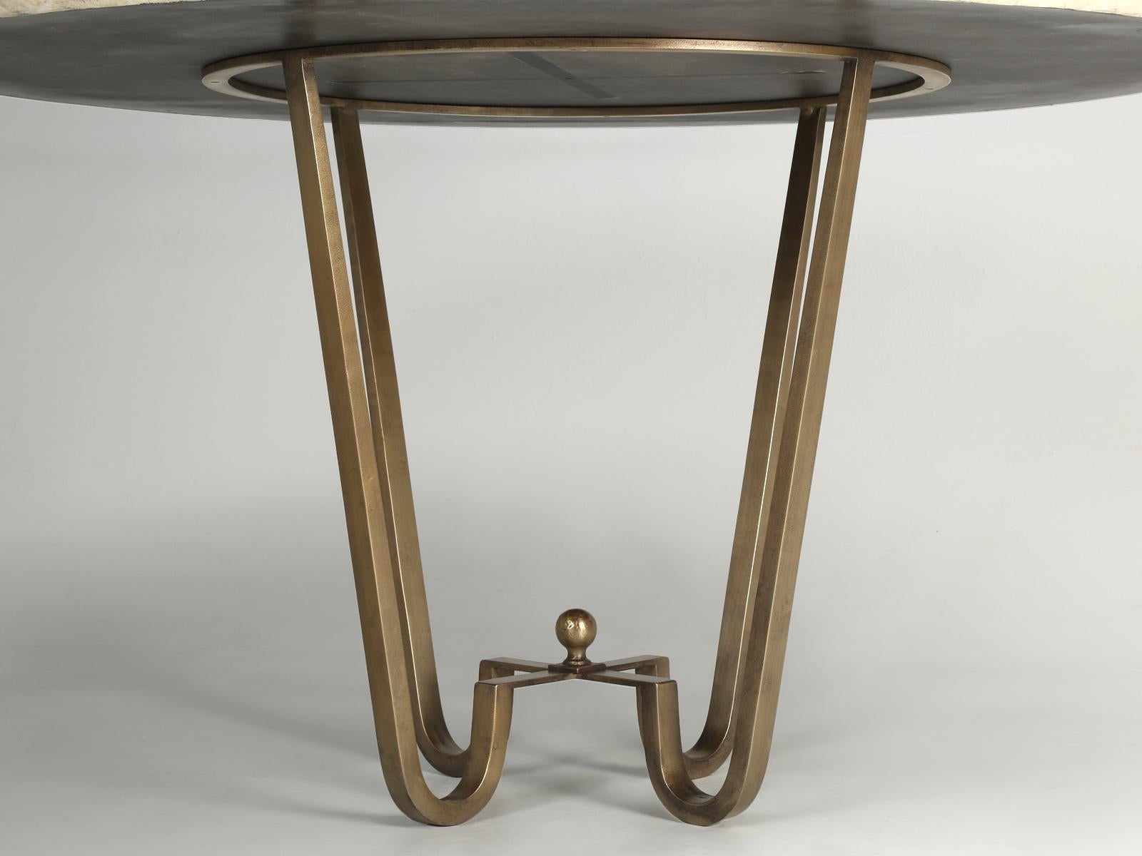 Custom-Made Center Hall Table in Cold Plated Bronze with Onyx Top in Most Sizes For Sale 4