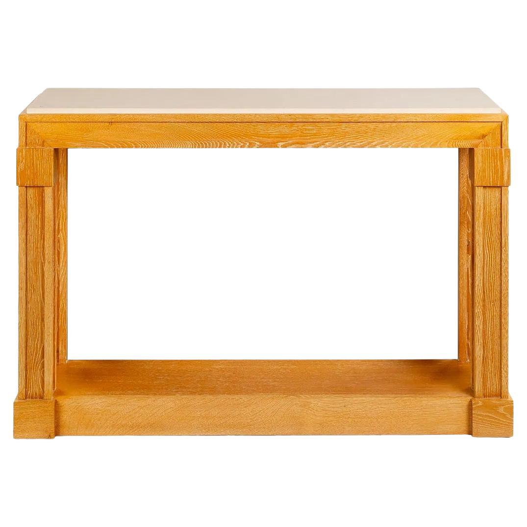 Console su misura in Beeche cerato con piano in Travertino in vendita