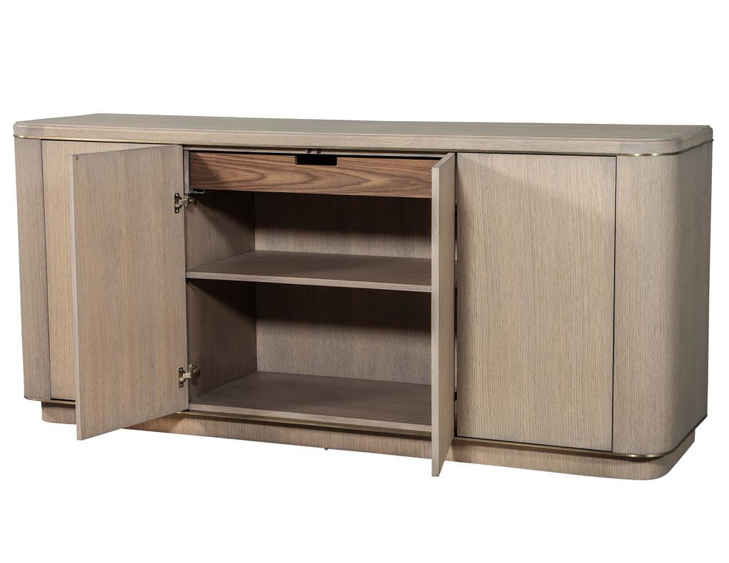 Custom Made Cerused Oak Brass Sideboard Buffet In Excellent Condition For Sale In North York, ON