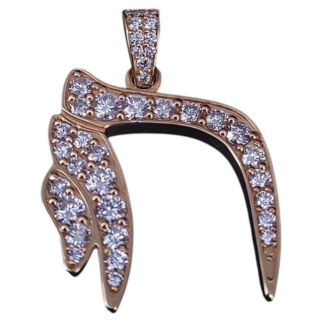 Ciondolo Chai personalizzato in oro giallo 14K con diamanti