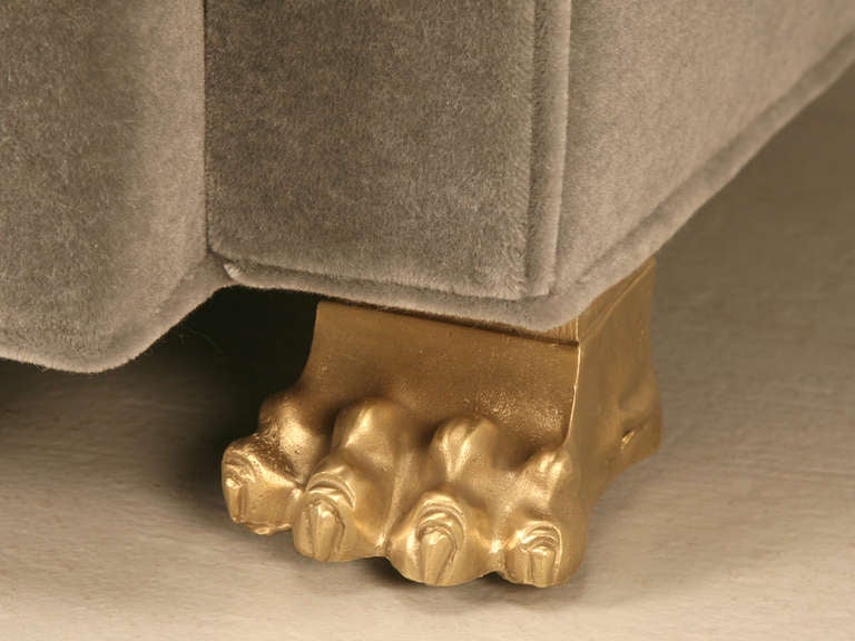 Custom-Made Chesterfield Mohair Solid Bronze Paw Feet Available in any Size COM For Sale 1