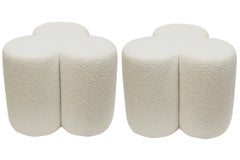 Custom Made Limited Edition Ottomans or Benches With Off White Boucle Upholstery