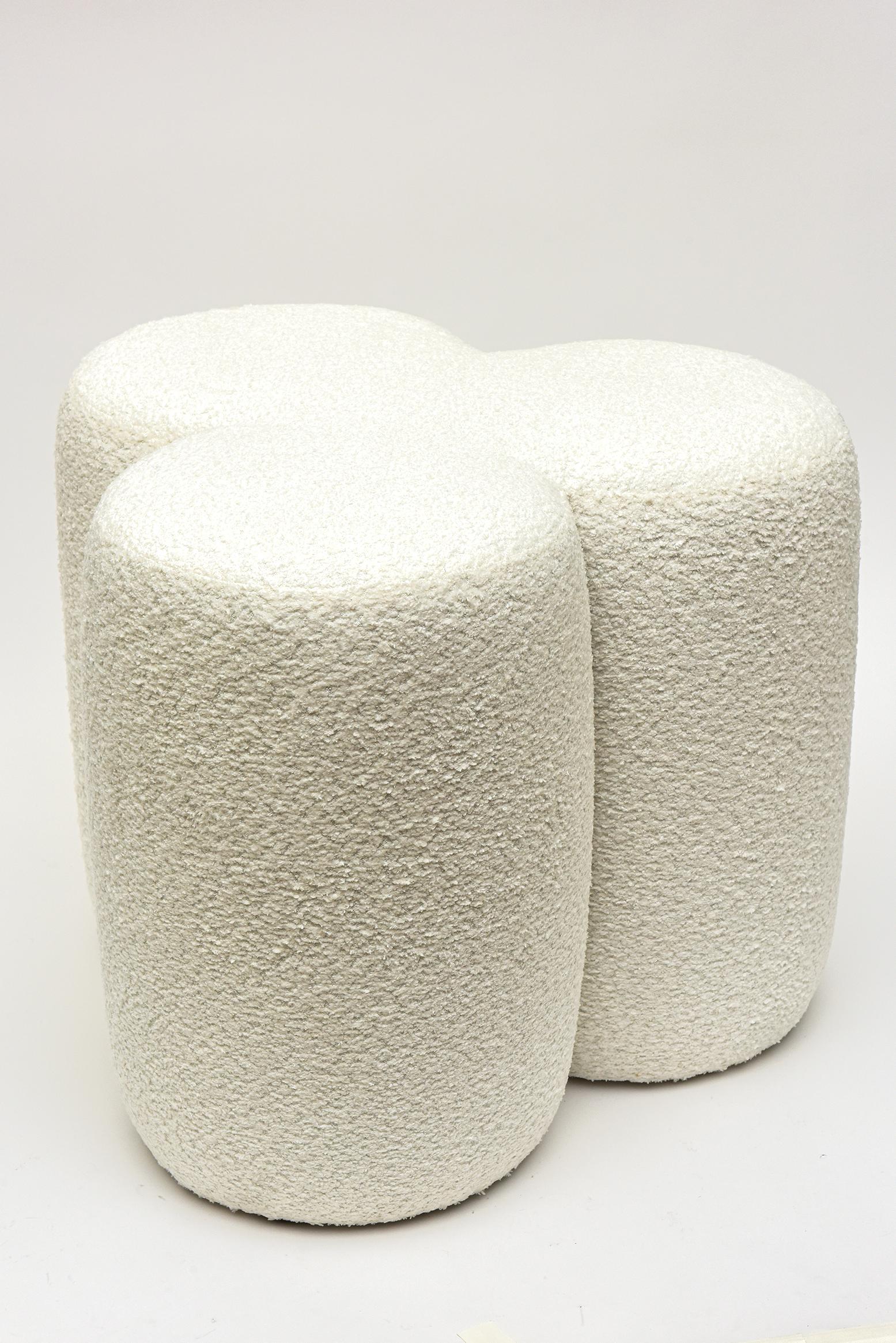 Custom Made Limited Edition Ottomans or Benches With Off White Boucle Upholstery In New Condition For Sale In North Miami, FL