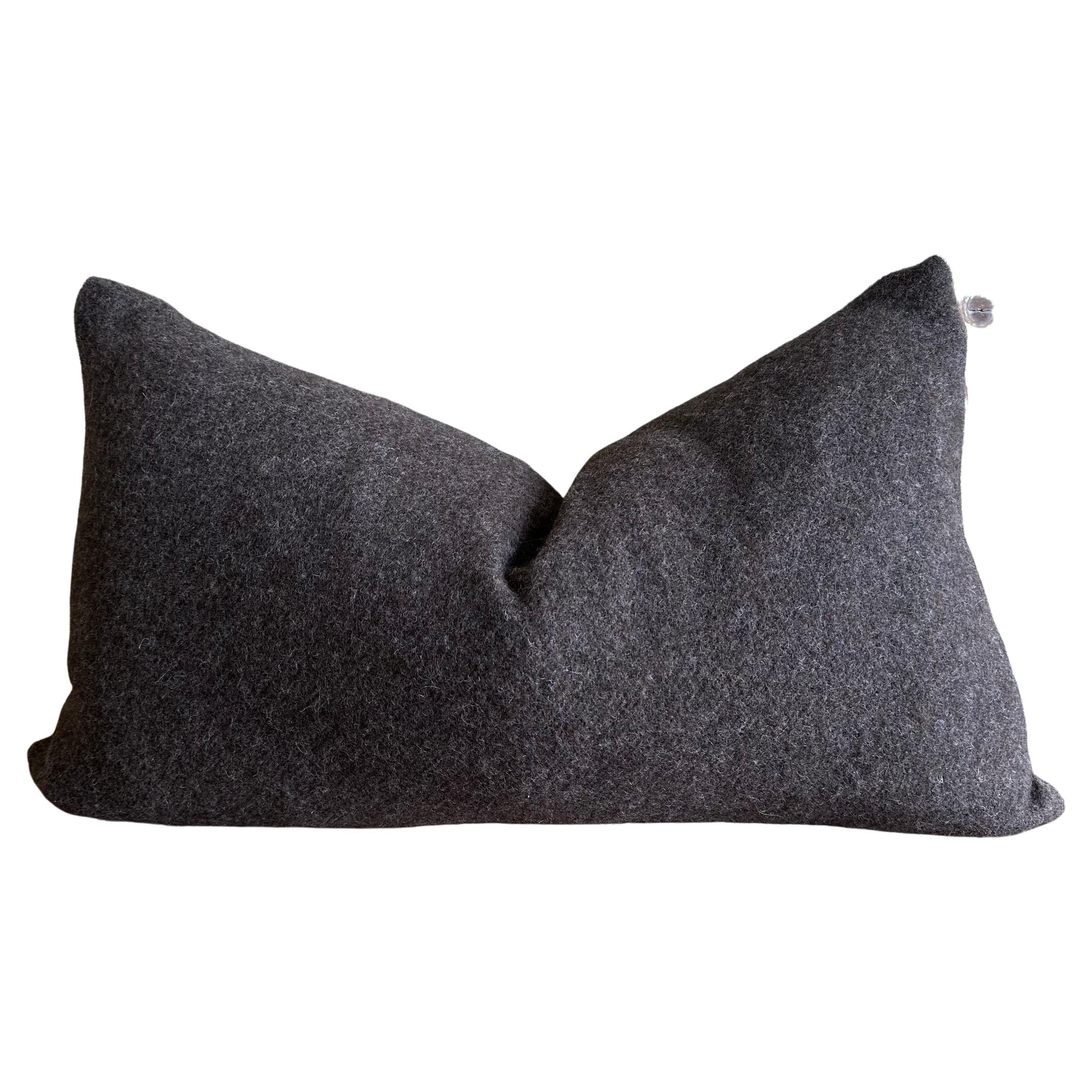 Custom Made Coco Alpaca Wool Lumbar Pillow with Insert For Sale