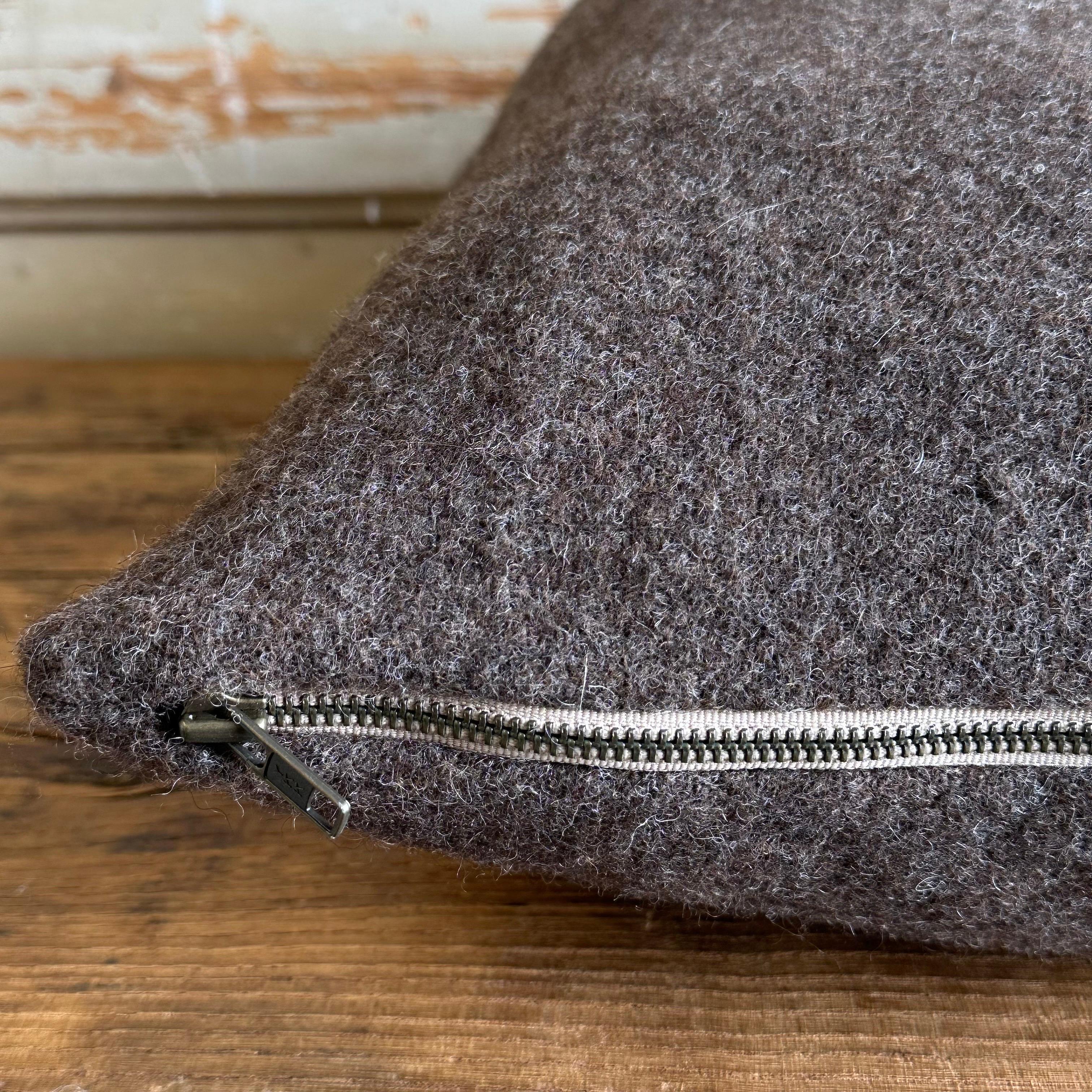 Custom Made Coco Brown Alpaca Wool Accent Pillow with Insert For Sale 2