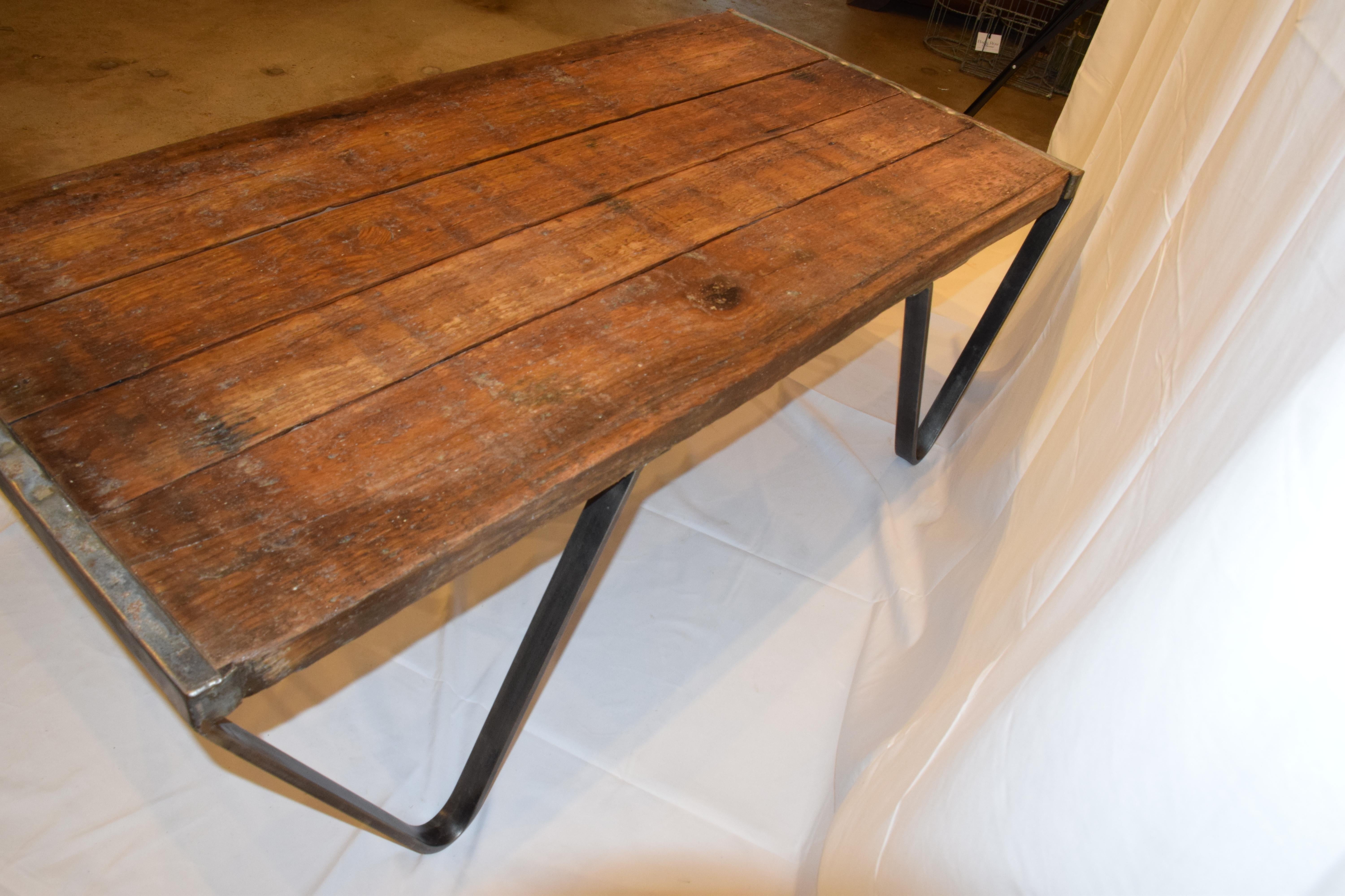 Custom Made Coffee Table, Antique French Brick Layers Pallet 7