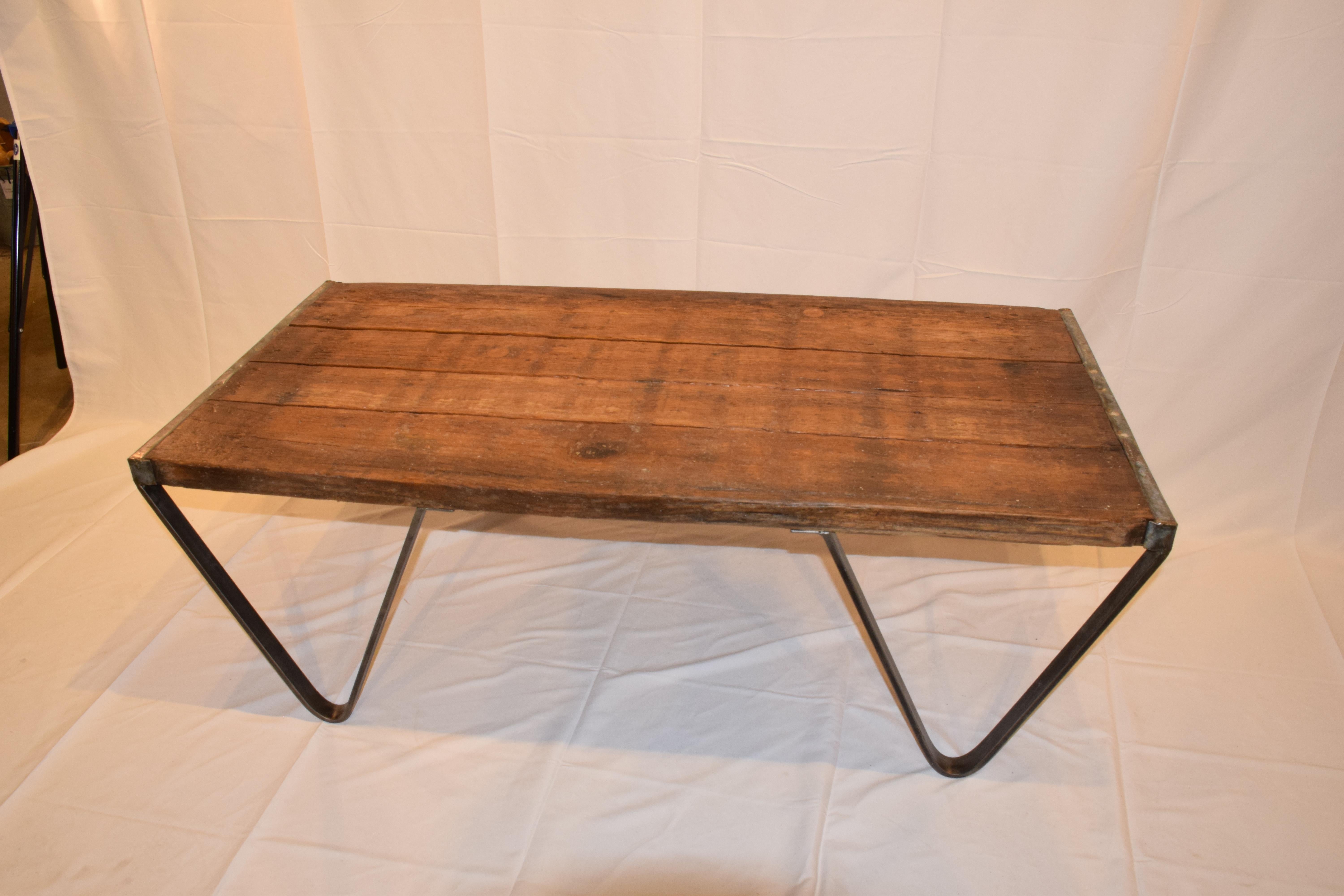 Custom Made Coffee Table, Antique French Brick Layers Pallet 9