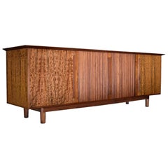 Vintage Custom Made Colossal Mid-Century Modern Tambour Door Mahogany Credenza Sideboard