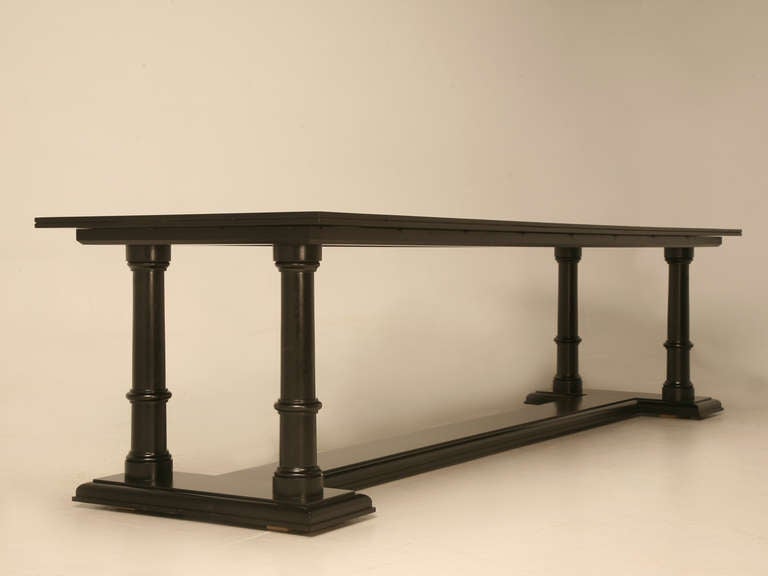 Empire Custom-Made Columned Solid Mahogany Library or Dining Table in Any Dimension For Sale