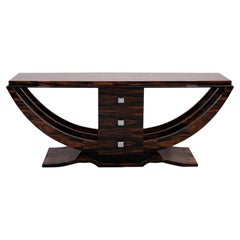 Custom Macassar Console Table in French Art Deco Style