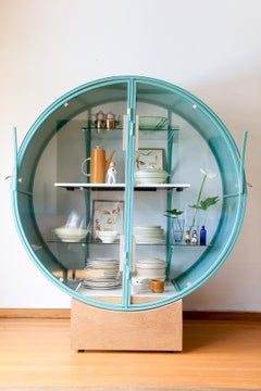 Custom Made Contemporary Art Deco Display Cabinet in Steel, Glass and Wood