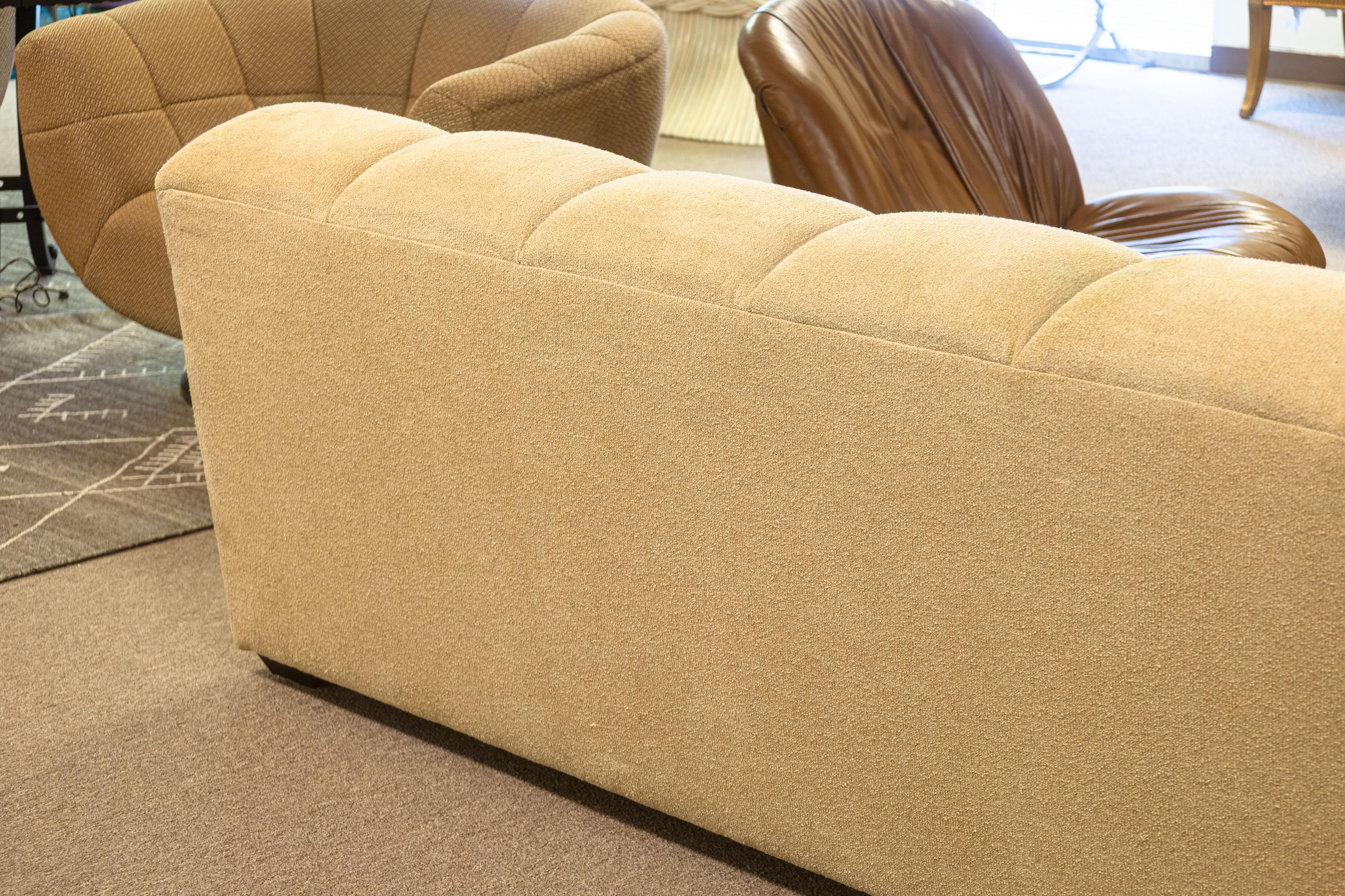 Custom Made Contemporary Modern Beige Boucle Fabric Tufted Accent Sofa For Sale 1