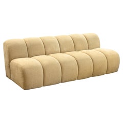 Custom Made Contemporary Modern Beige Boucle Fabric Tufted Accent Sofa