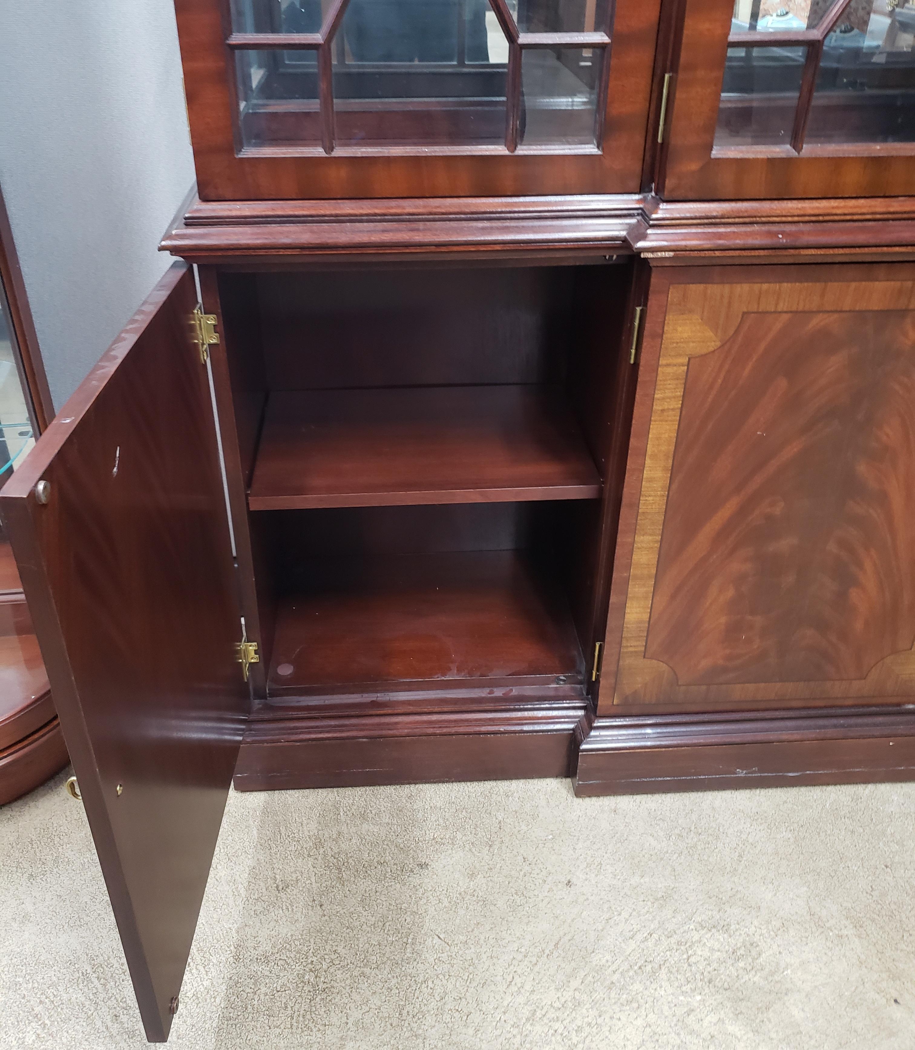 Custom Made Councill Furniture Flame Mahogany Breakfront In Good Condition In Germantown, MD