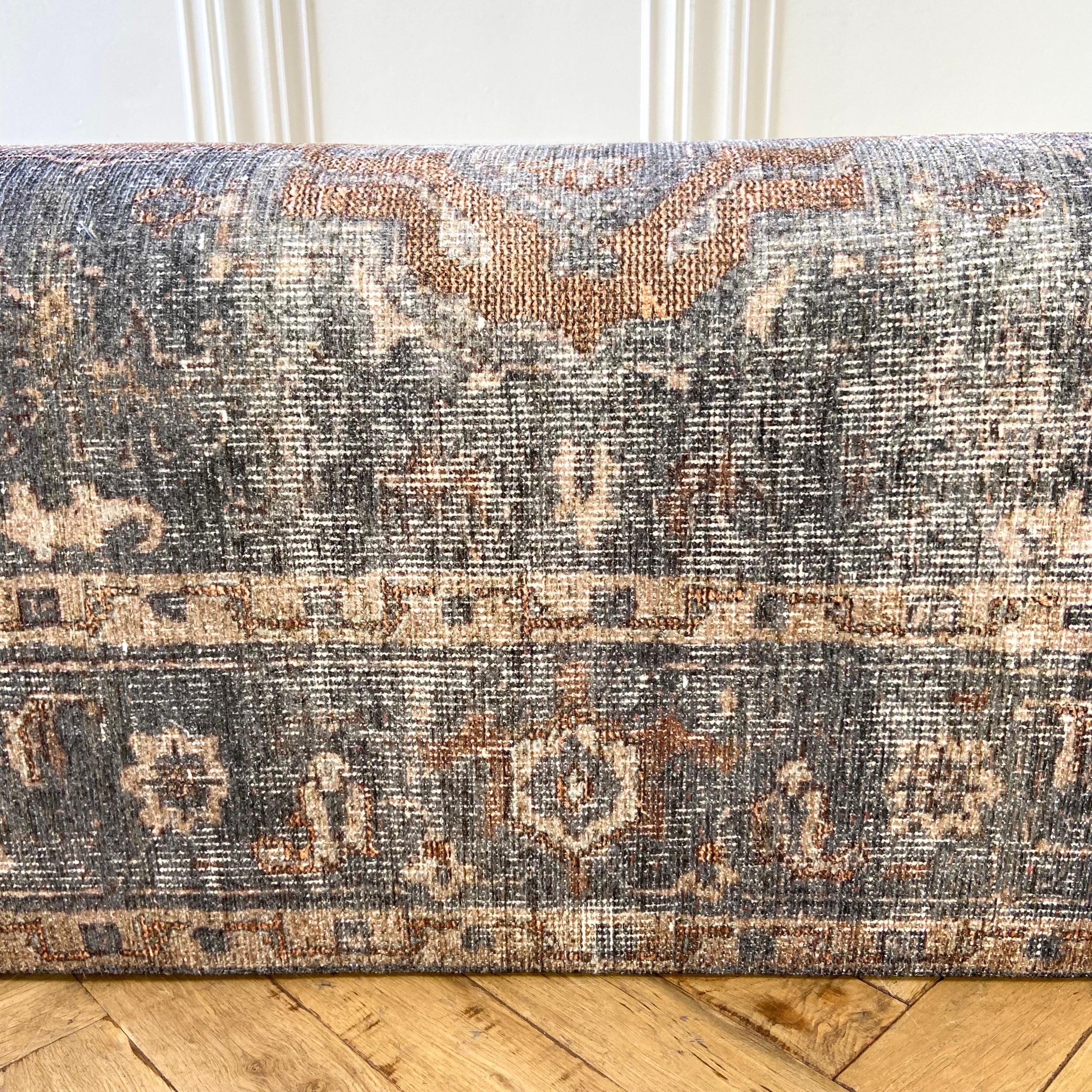 Custom Made Cube Ottoman in Vintage Turkish Rug Style For Sale 4
