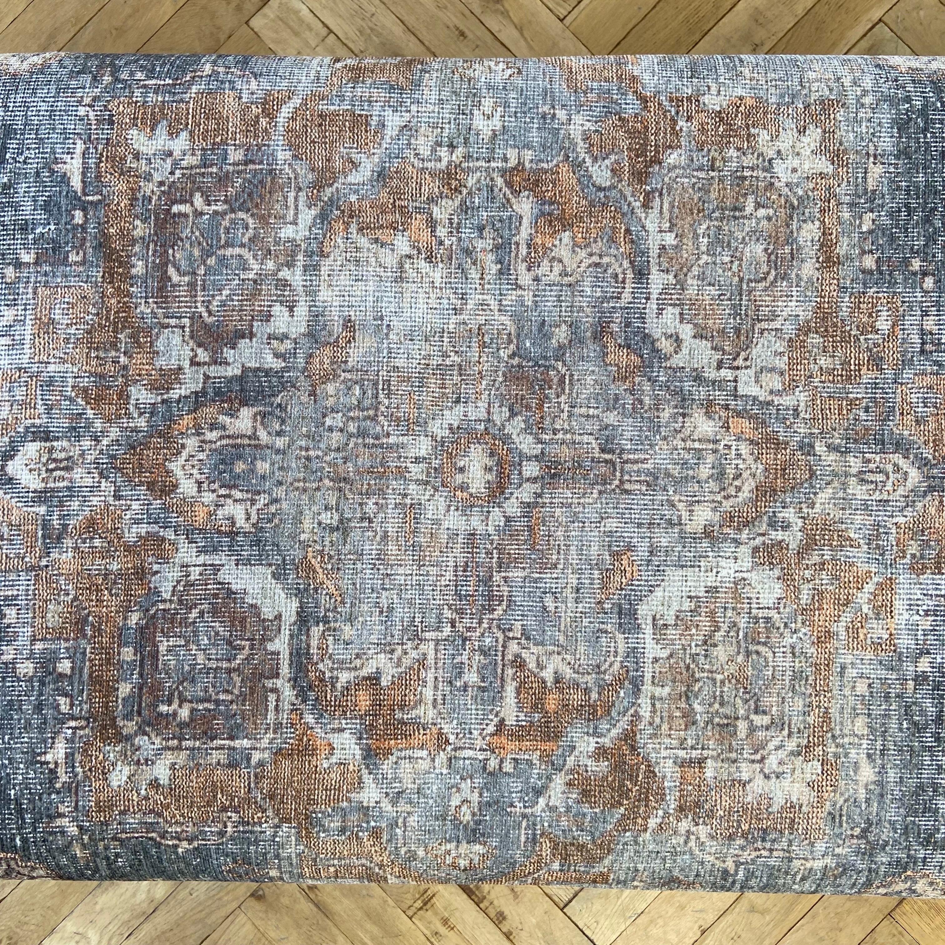 Custom Made Cube Ottoman in Vintage Turkish Rug Style For Sale 2