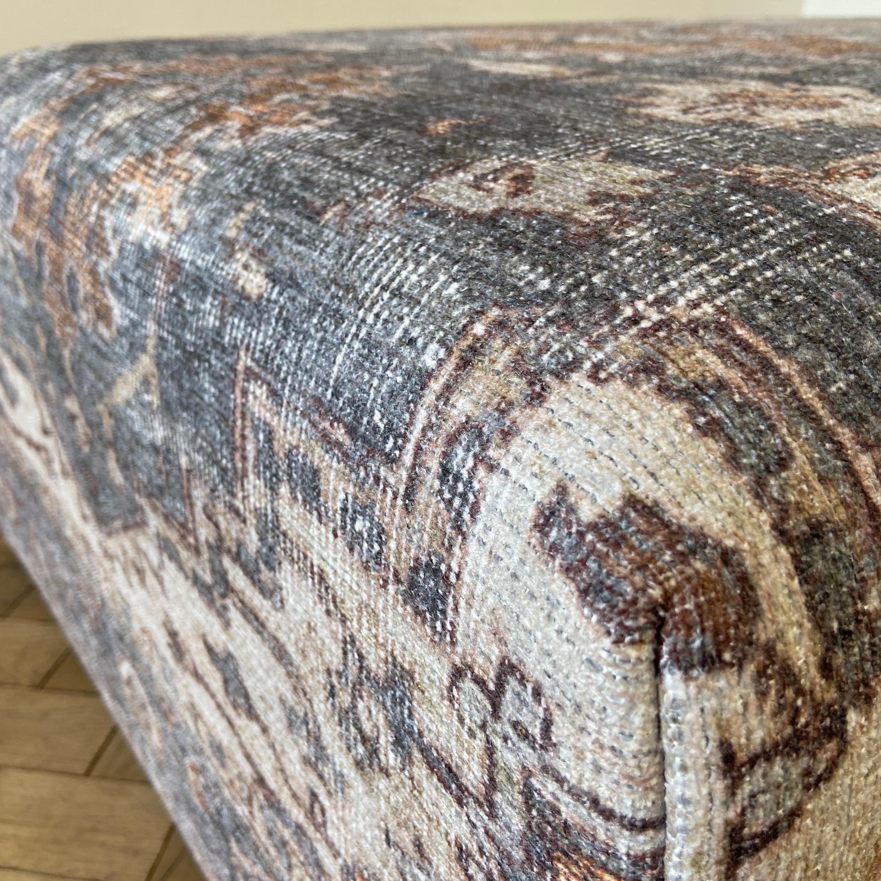 Custom Made Cube Ottoman in Vintage Turkish Rug Style For Sale 3