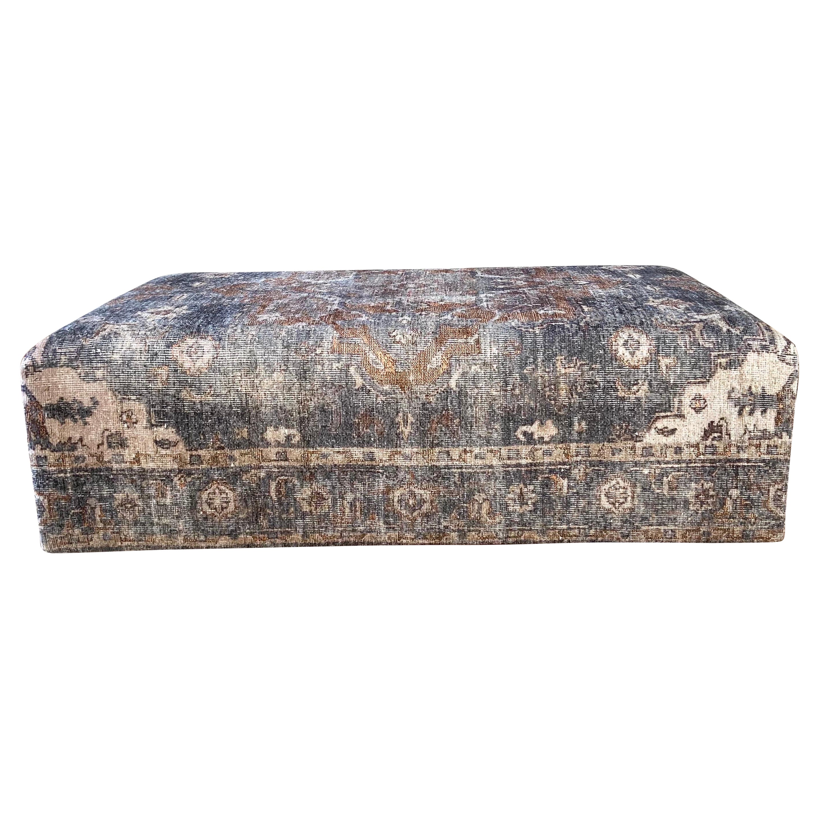 Custom Made Cube Ottoman in Vintage Turkish Rug Style