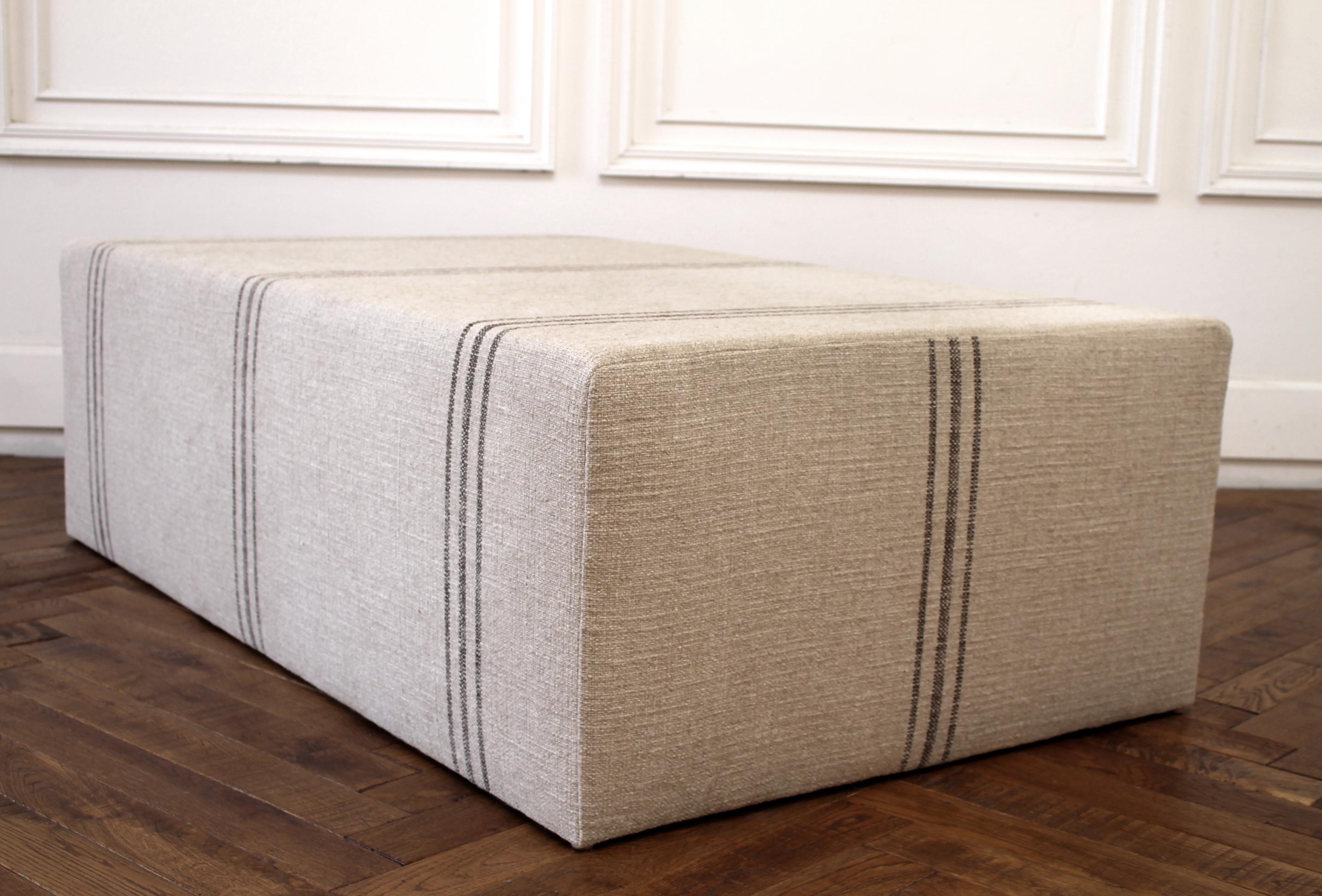 Custom Made Cube Ottoman with Tortola Style Upholstery 4