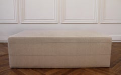 Custom Made Cube Ottoman with Natural Grainsack Style Upholstery