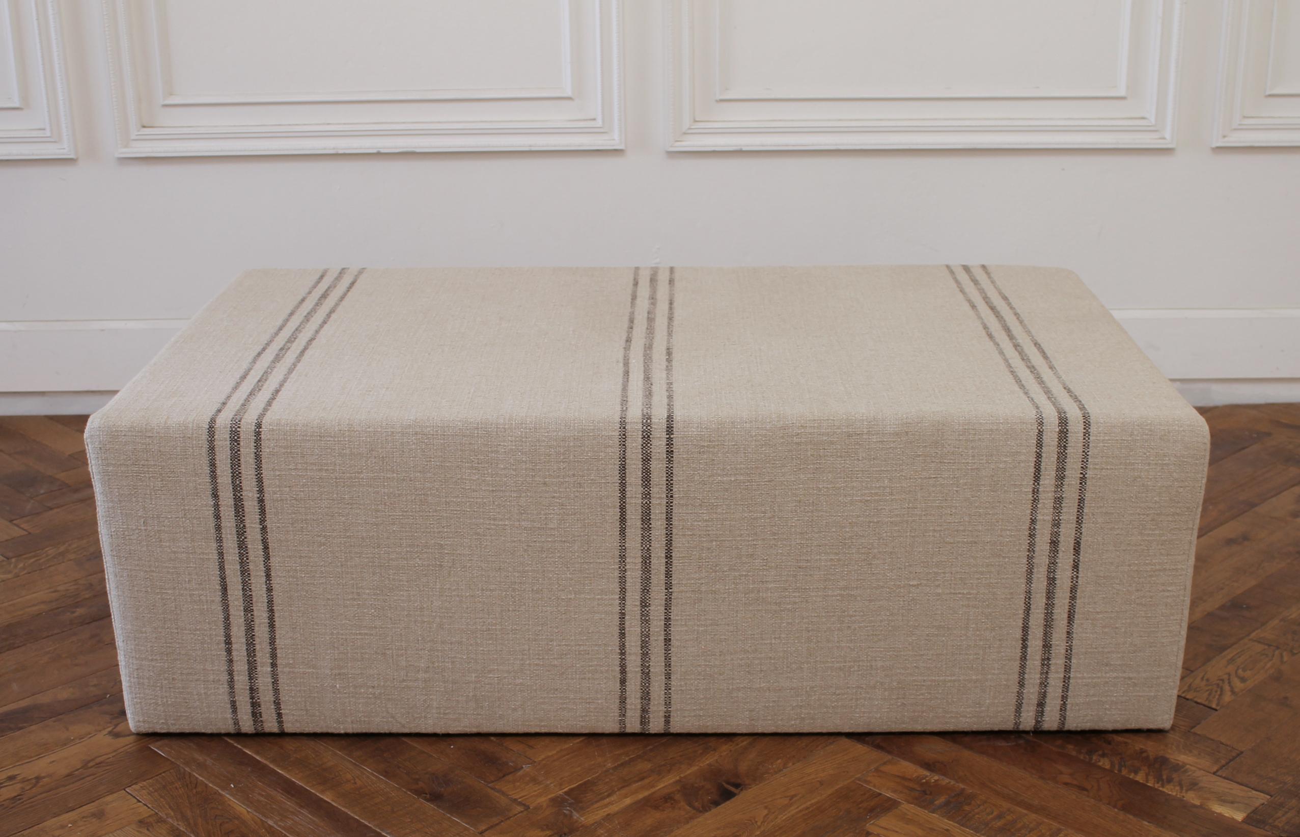 American Custom Made Cube Ottoman with Tortola Style Upholstery