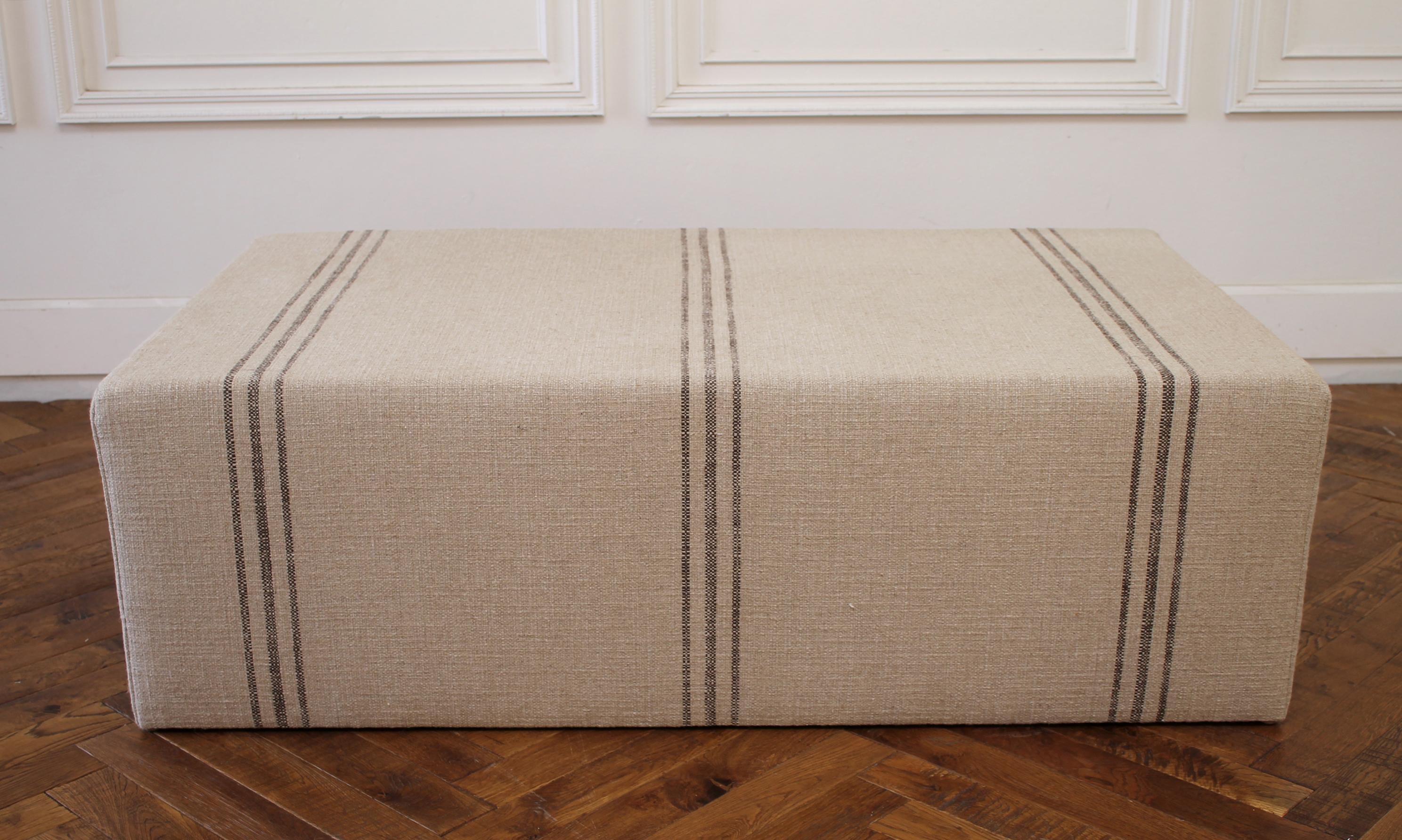 Custom Made Cube Ottoman with Tortola Style Upholstery 1