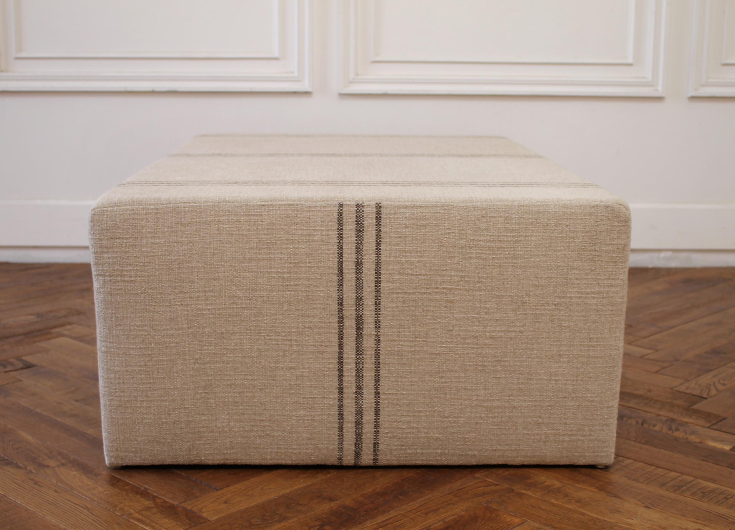Custom Made Cube Ottoman with Tortola Style Upholstery 2